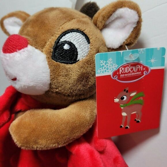 Rudolph Red Nosed Reindeer Lovey Security Blanket MY FIRST RUDOLPH 12x12 NWT - Picture 3 of 11